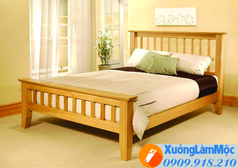 Mẫu giường ngủ đơn giản mà đẹp , chất liệu gỗ sồi Nga , đóng 1 tuần giá tùy kích thước 